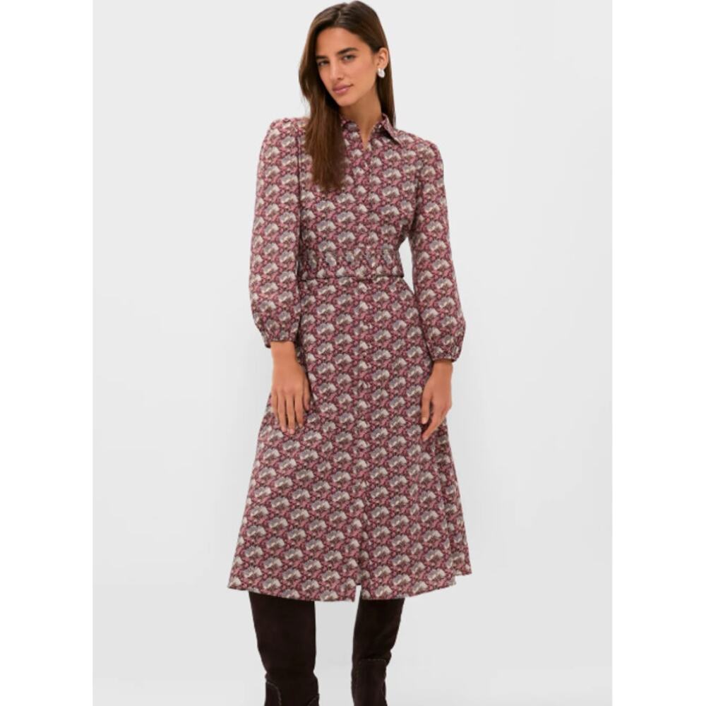 Tuckernuck Hyacinth House Plum & Dusty Blue Leafy Floral Kai Maxi Dress XS NEW
